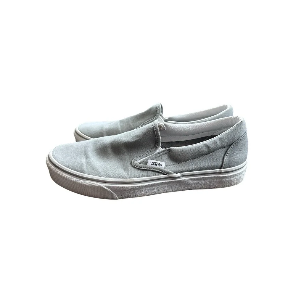 Vans Slip On Shoes‎ Mens 9.5 Womens 11 Gray Classic Canvas Casual Skate Sneakers